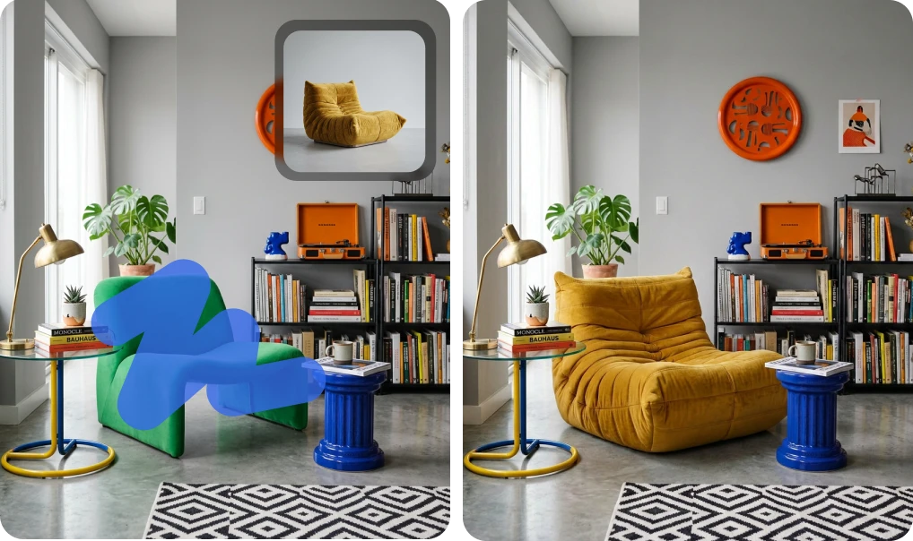 That sofa you regret? Gone. In 10 seconds.